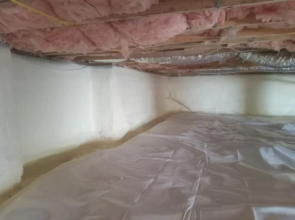 Crawl space encapsulation with closed-cell spray foam for Metal Roof Coating in Ripley